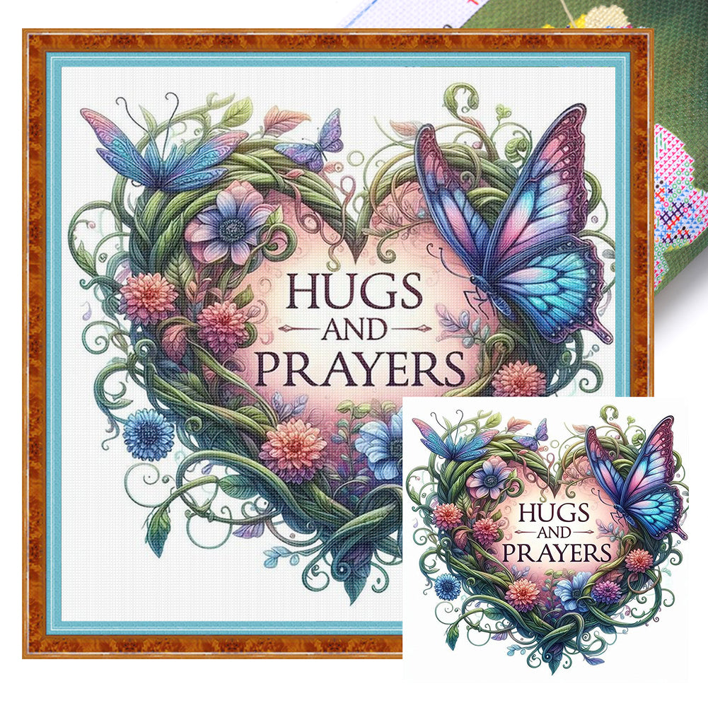 Love Butterfly - 11CT Stamped Cross Stitch 40*40CM
