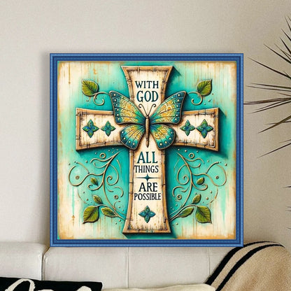 Cross Butterfly - 11CT Stamped Cross Stitch 40*40CM