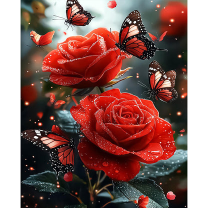 Butterfly Roses - 11CT Stamped Cross Stitch 40*50CM