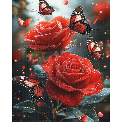 Butterfly Roses - 11CT Stamped Cross Stitch 40*50CM