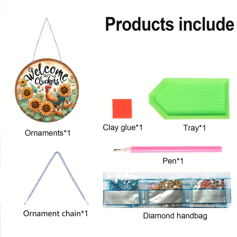 Acrylic Diamond Painting Hanging Pendant Rhinestone Diamond Art Window Pendants