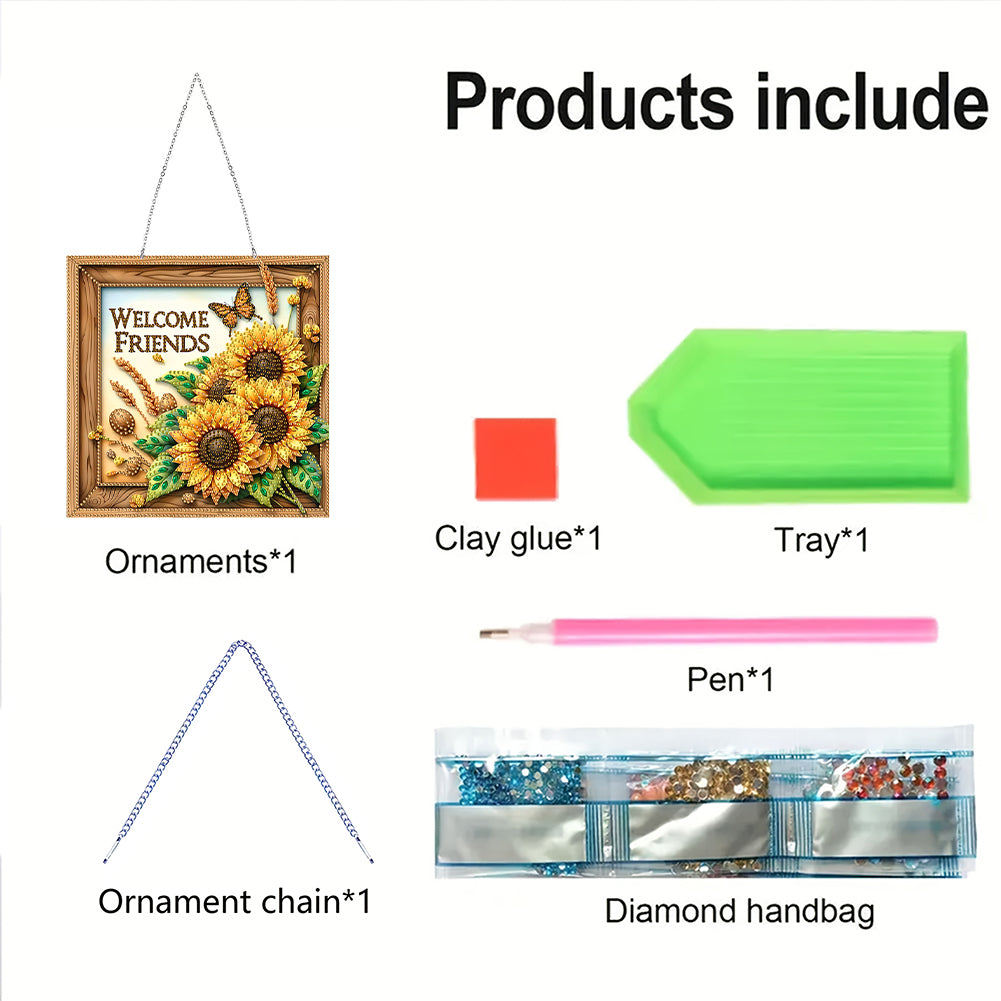Acrylic Diamond Painting Hanging Pendant Rhinestone Diamond Art Window Pendants