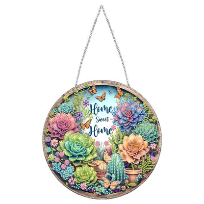 Acrylic Diamond Painting Hanging Pendant Rhinestone Diamond Art Window Pendants