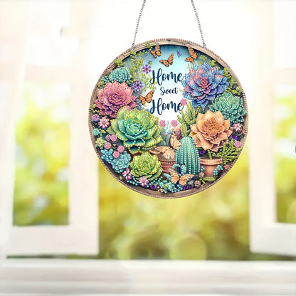 Acrylic Diamond Painting Hanging Pendant Rhinestone Diamond Art Window Pendants