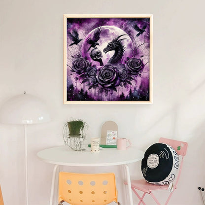 Halloween Rose Black Dragon - 11CT Stamped Cross Stitch 40*40CM