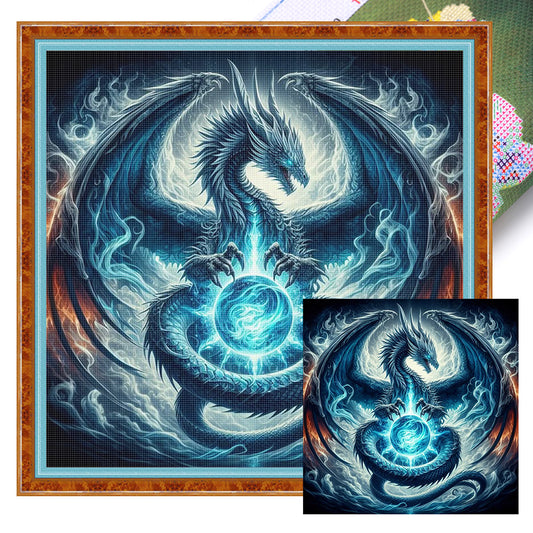 Halloween Black Dragon - 11CT Stamped Cross Stitch 40*40CM