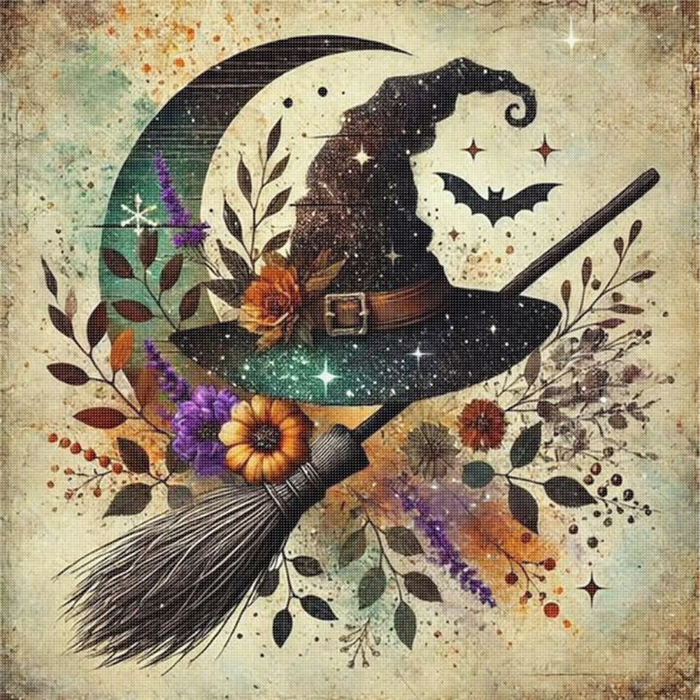 Halloween Wizard Hat - 11CT Stamped Cross Stitch 40*40CM