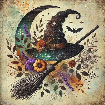 Halloween Wizard Hat - 11CT Stamped Cross Stitch 40*40CM