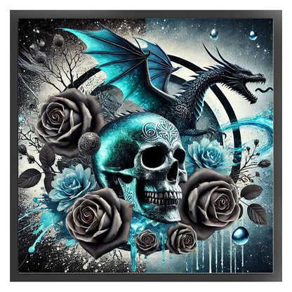 Halloween Skull Black Dragon - 11CT Stamped Cross Stitch 40*40CM