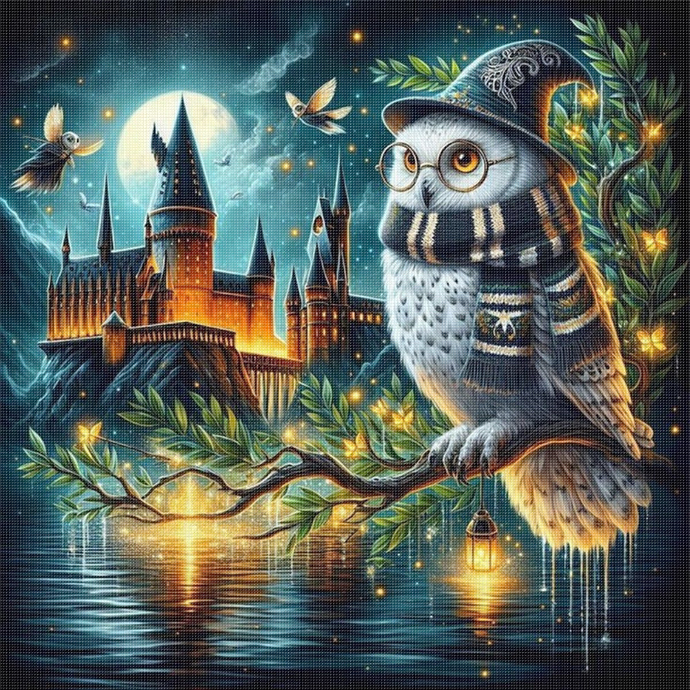 Halloween Owl Castle - 11CT Stamped Cross Stitch 40*40CM