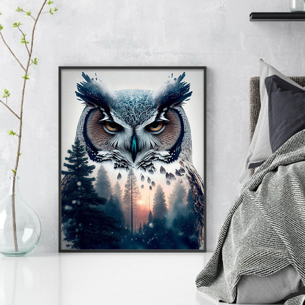 Silhouette Owl - 11CT Stamped Cross Stitch 40*50CM