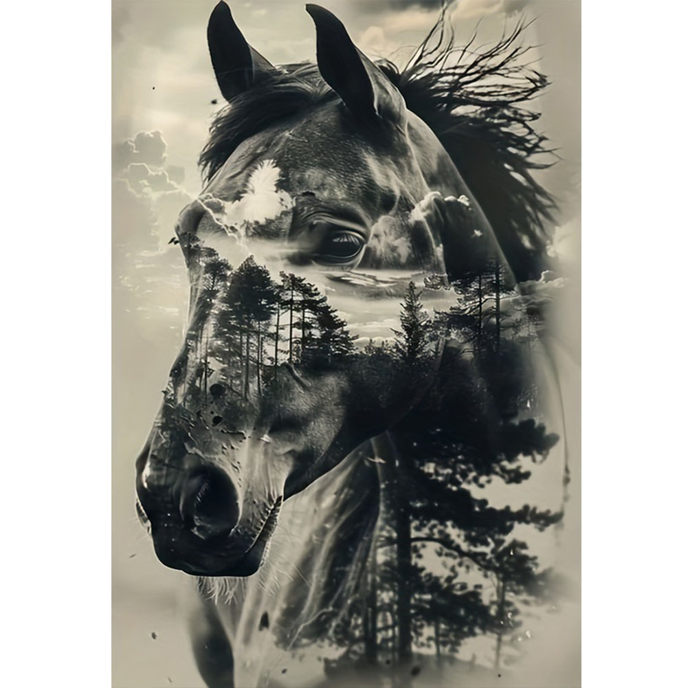 Silhouette Horse - 11CT Stamped Cross Stitch 40*60CM