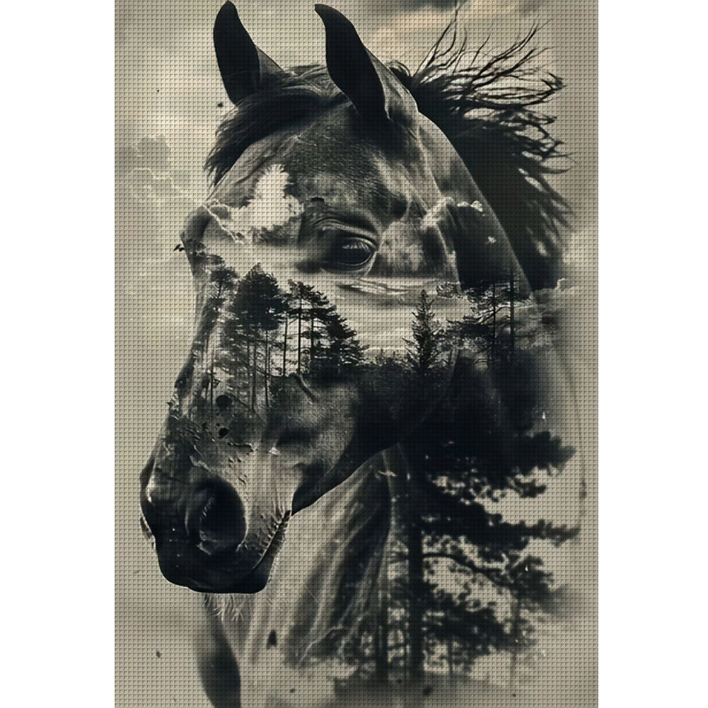 Silhouette Horse - 11CT Stamped Cross Stitch 40*60CM