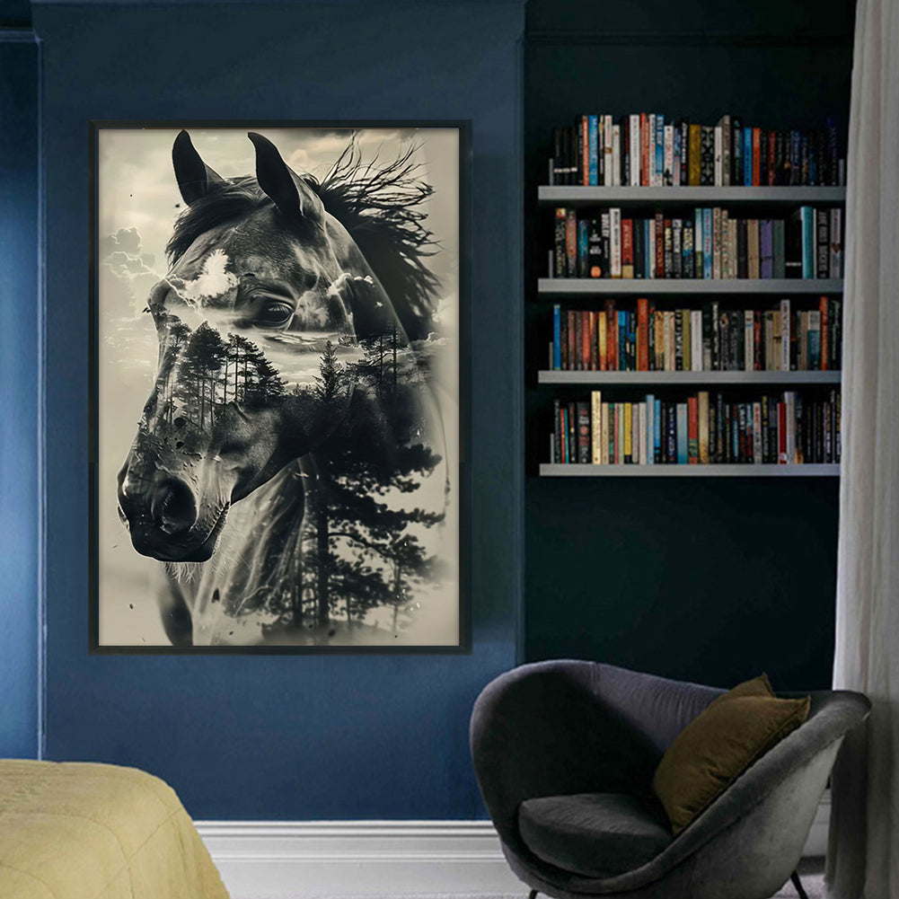 Silhouette Horse - 11CT Stamped Cross Stitch 40*60CM