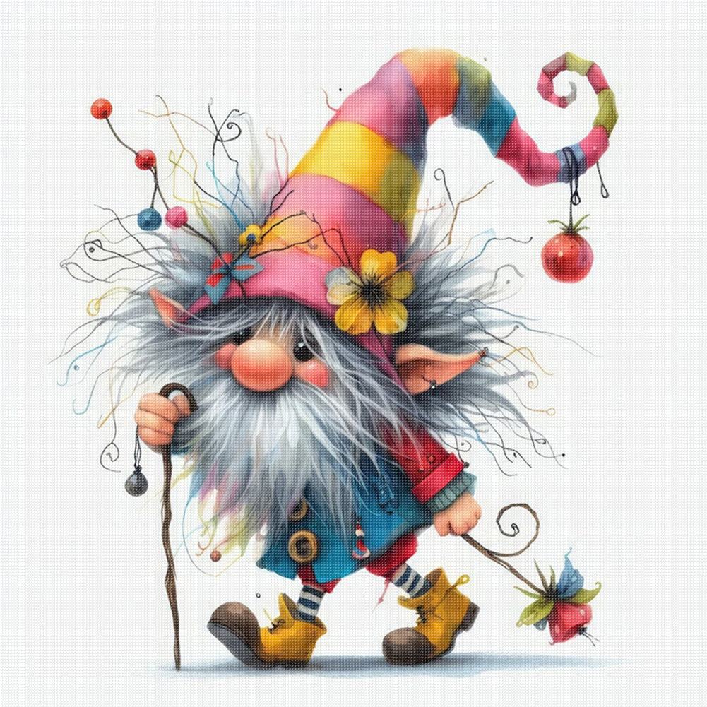 Colorful Gnome - 11CT Stamped Cross Stitch 40*40CM