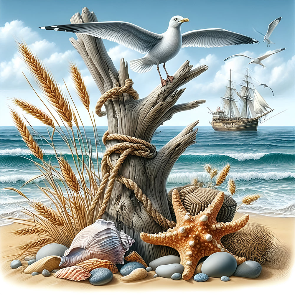 Starfish On The Beach - Full Round Drill Diamond Painting 30*30CM
