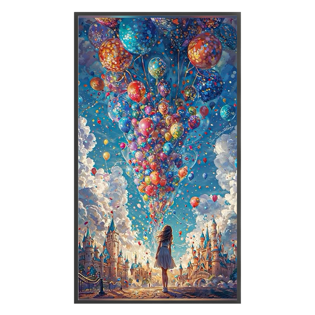 Balloon Girl - 14CT Stamped Cross Stitch 40*70CM