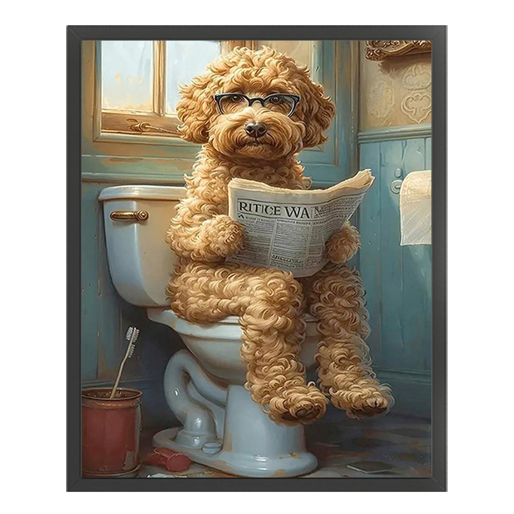 Puppy Going To The Toilet - 14CT Stamped Cross Stitch 40*50CM
