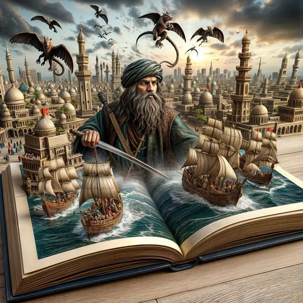 Pirates In The Book - Full Round Drill Diamond Painting 40*40CM