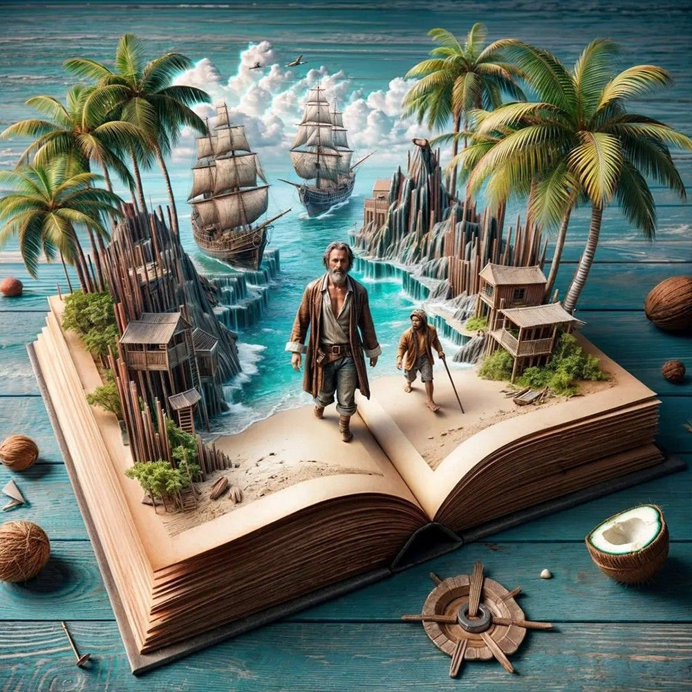 Island In The Book - Full Round Drill Diamond Painting 40*40CM