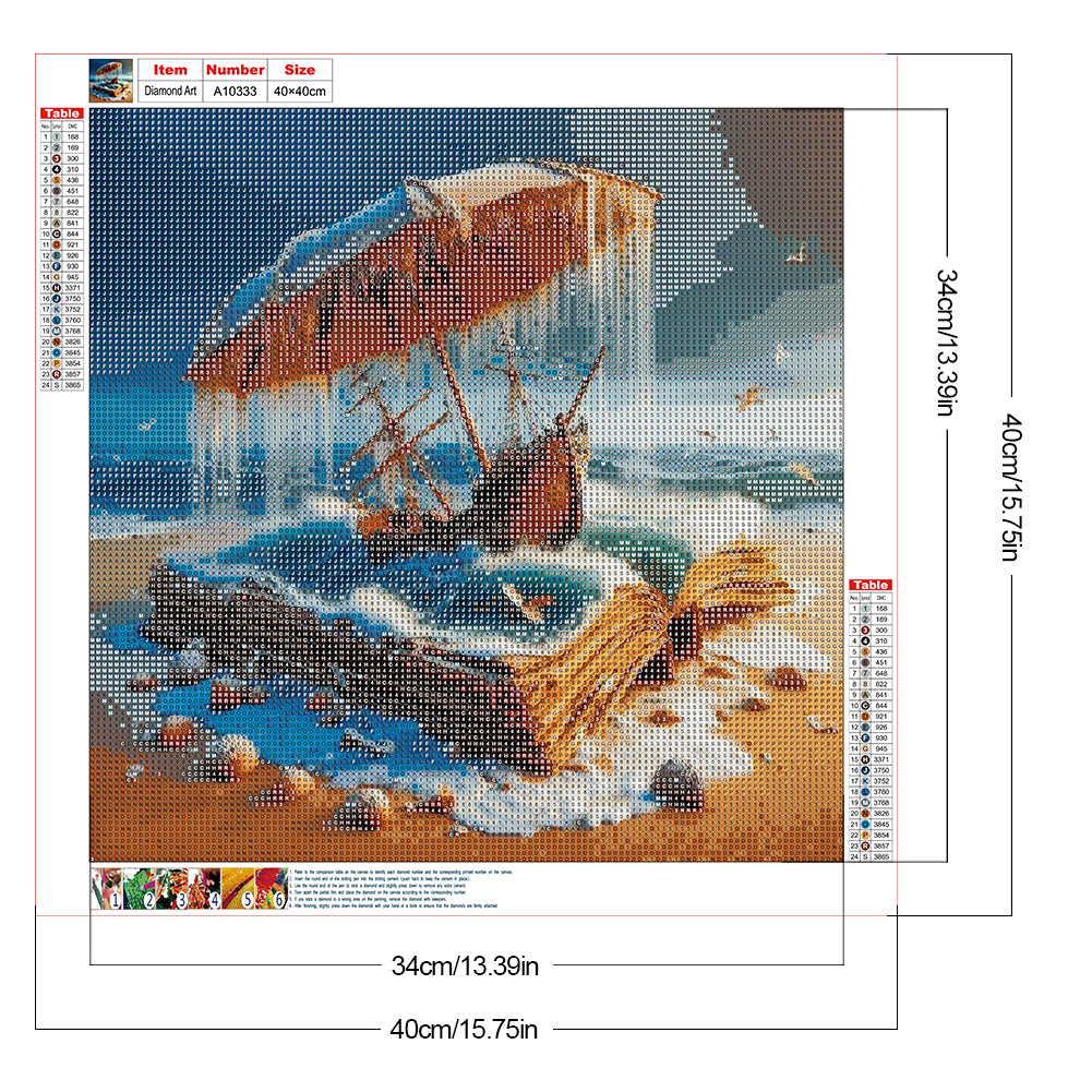 Sailboat On The Wave In The Book - Full Round Drill Diamond Painting 40*40CM