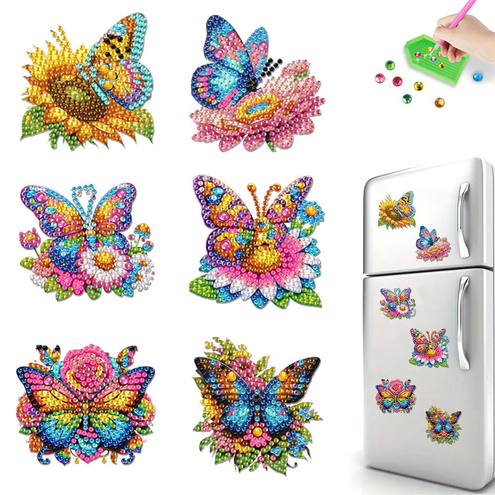6Pcs Diamond Painting Refrigerator Magnets Diamond Art Kits for Adults Beginners