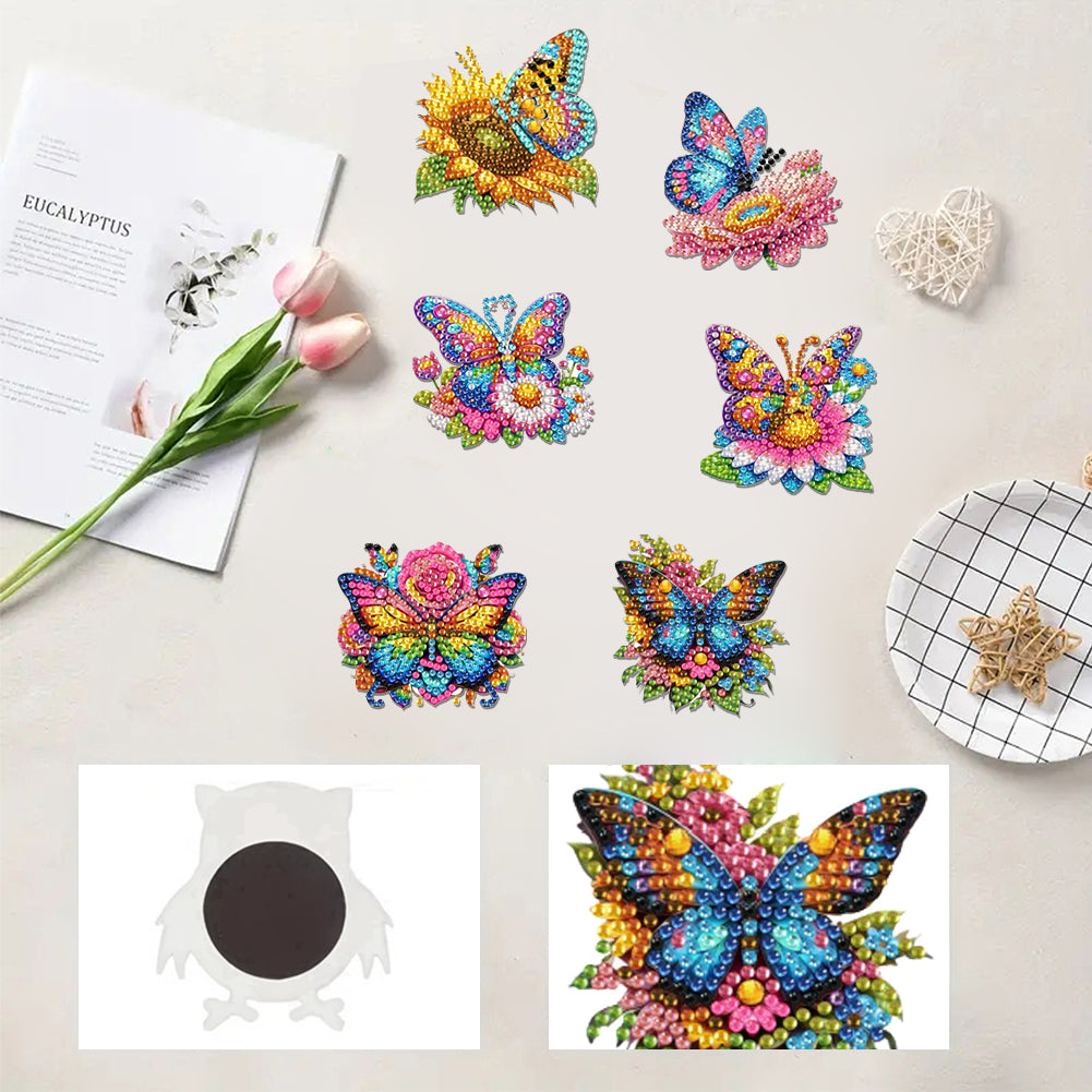 6Pcs Diamond Painting Refrigerator Magnets Diamond Art Kits for Adults Beginners