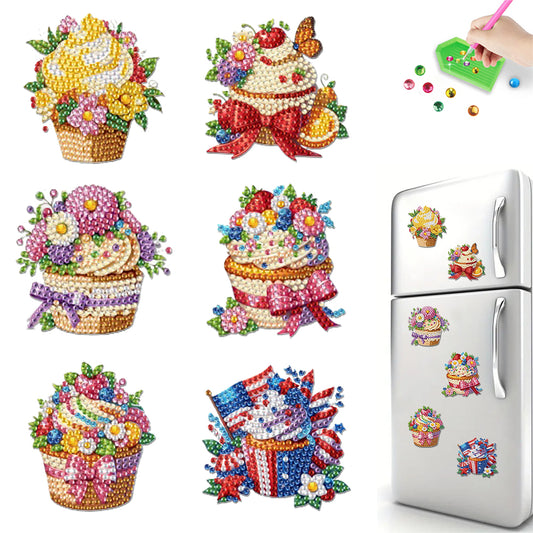 6Pcs Diamond Painting Refrigerator Magnets Diamond Art Kits for Adults Beginners
