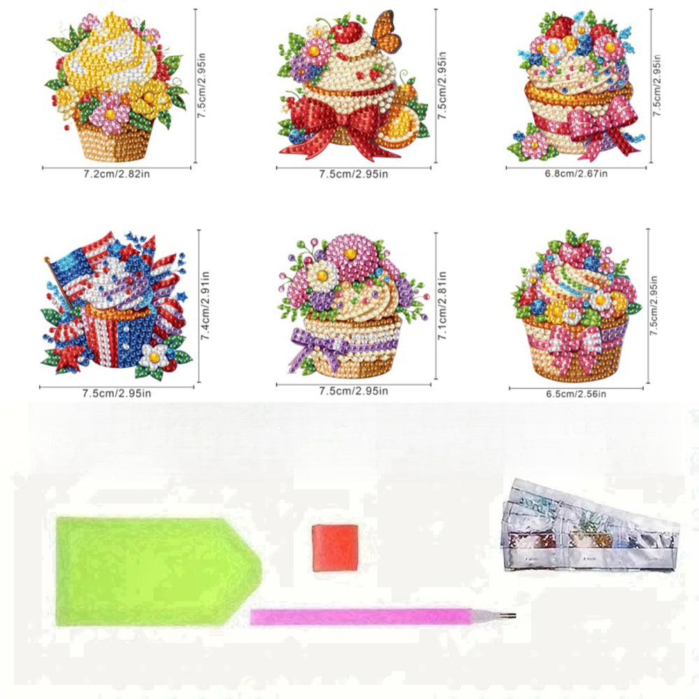 6Pcs Diamond Painting Refrigerator Magnets Diamond Art Kits for Adults Beginners