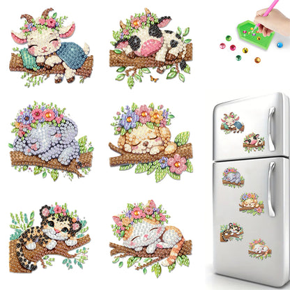 6Pcs Diamond Painting Refrigerator Magnets Diamond Art Kits for Adults Beginners
