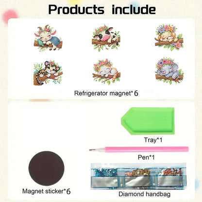 6Pcs Diamond Painting Refrigerator Magnets Diamond Art Kits for Adults Beginners