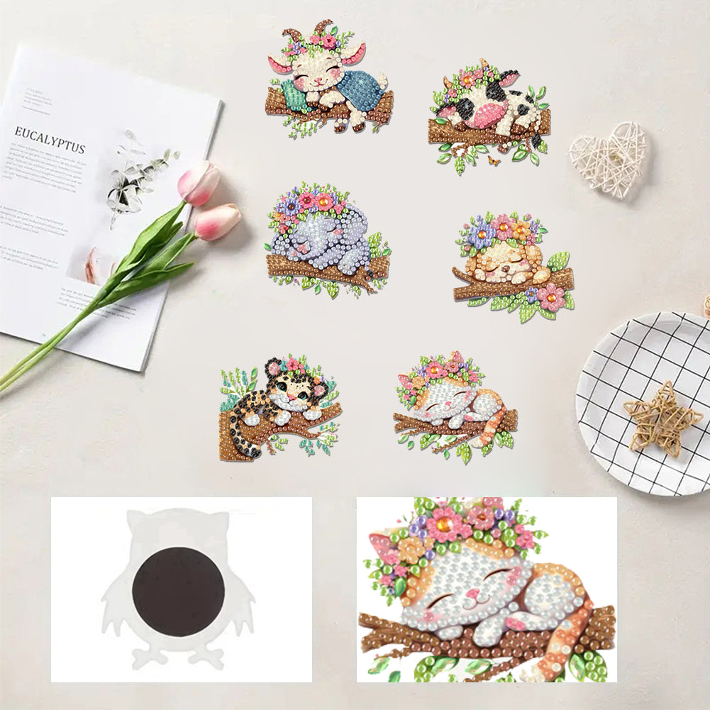 6Pcs Diamond Painting Refrigerator Magnets Diamond Art Kits for Adults Beginners