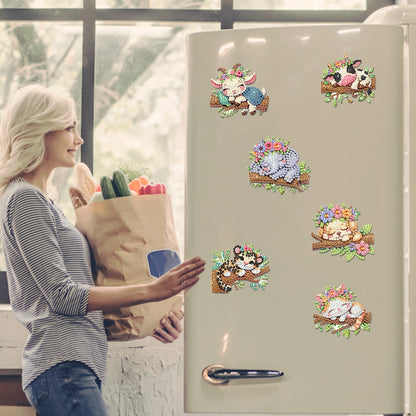 6Pcs Diamond Painting Refrigerator Magnets Diamond Art Kits for Adults Beginners