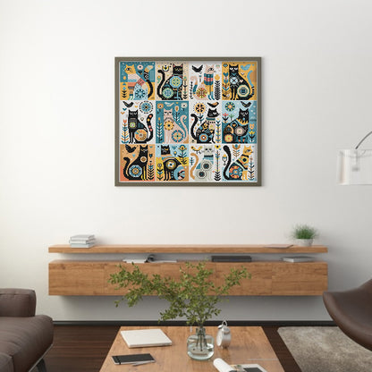 Twelve Black Cats - 14CT Stamped Cross Stitch 46*43CM(Joy Sunday)