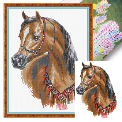 Arabian Horse - 14CT Stamped Cross Stitch 32*43CM(Joy Sunday)