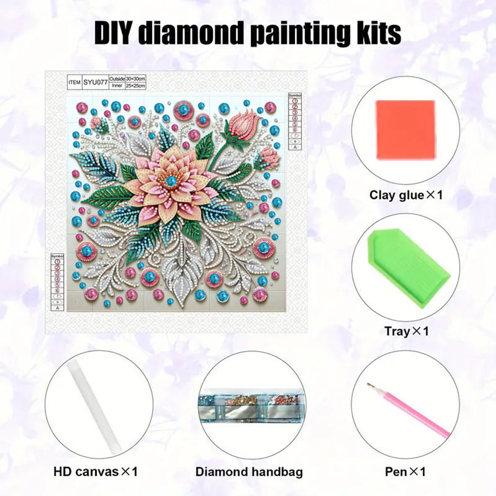 Gem Flower - Special Shaped Drill Diamond Painting 30*30CM