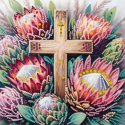 Cross Flower - Special Shaped Drill Diamond Painting 30*30CM