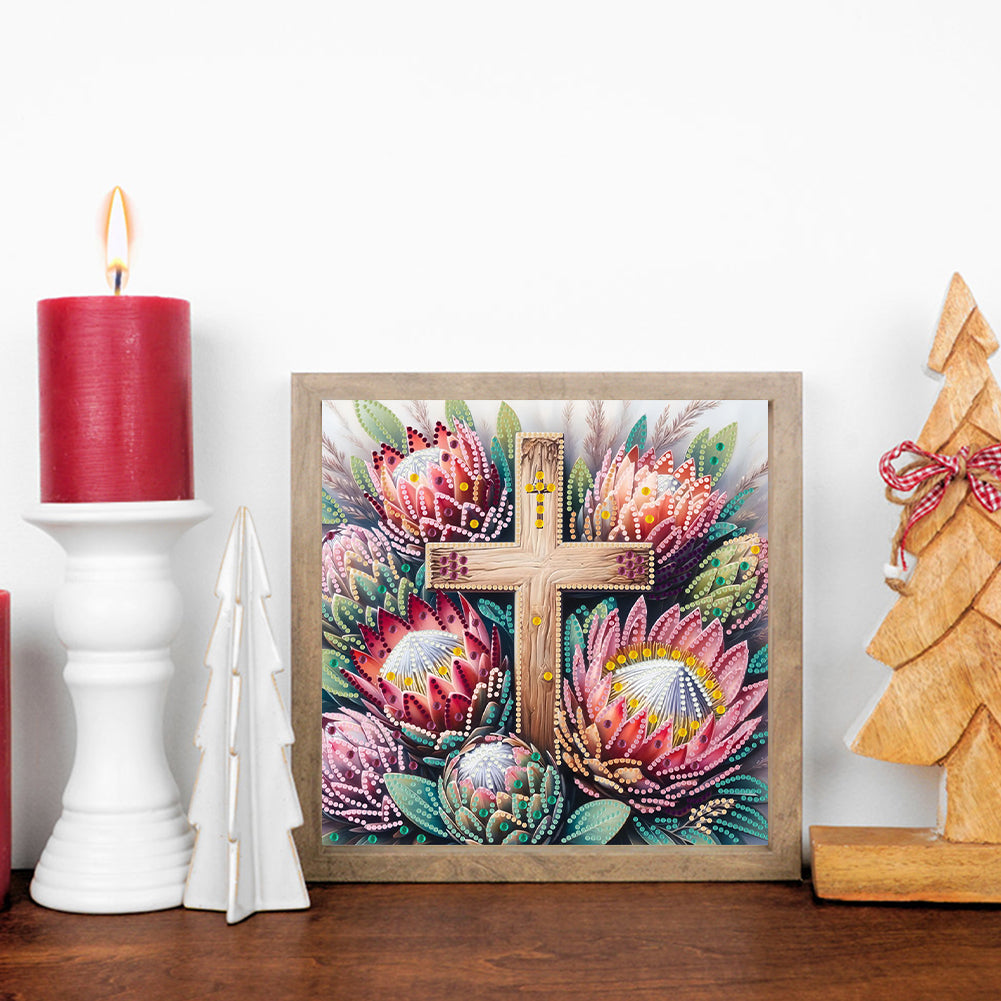 Cross Flower - Special Shaped Drill Diamond Painting 30*30CM