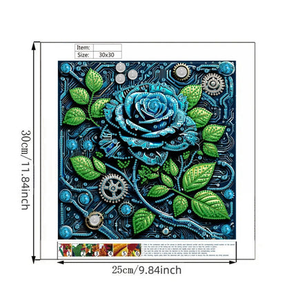 Blue Rose - Special Shaped Drill Diamond Painting 30*30CM
