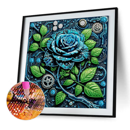 Blue Rose - Special Shaped Drill Diamond Painting 30*30CM