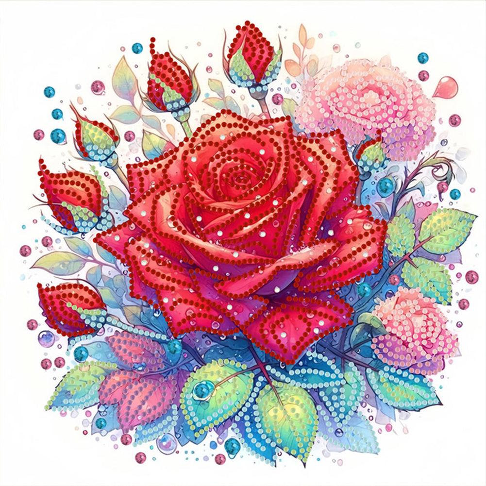 Red Rose - Special Shaped Drill Diamond Painting 30*30CM
