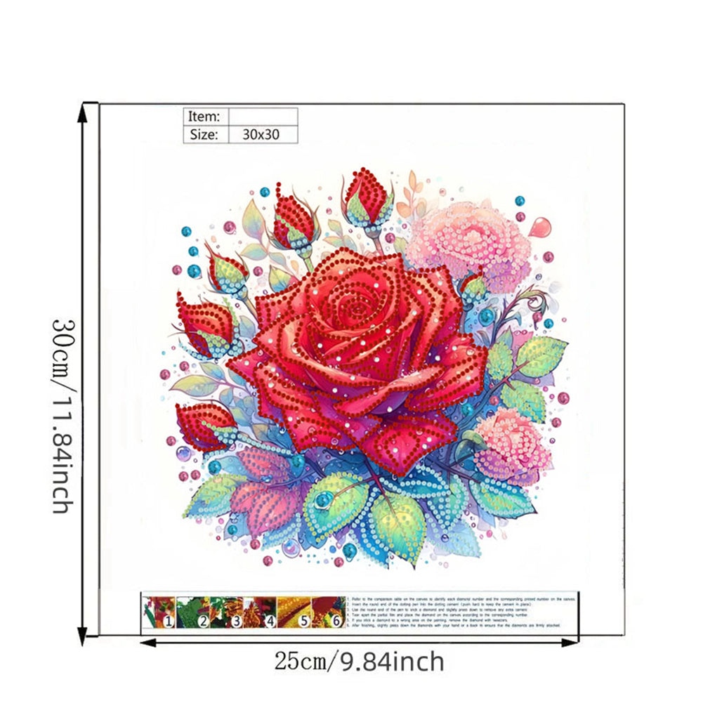 Red Rose - Special Shaped Drill Diamond Painting 30*30CM