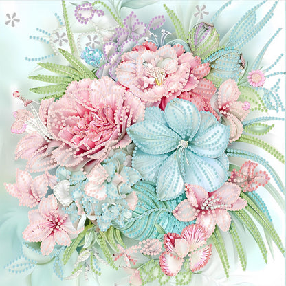 Blooming Flowers - Special Shaped Drill Diamond Painting 30*30CM