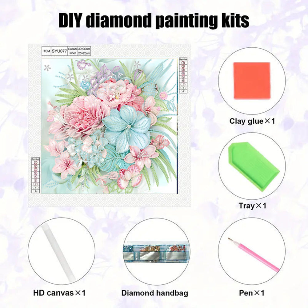 Blooming Flowers - Special Shaped Drill Diamond Painting 30*30CM