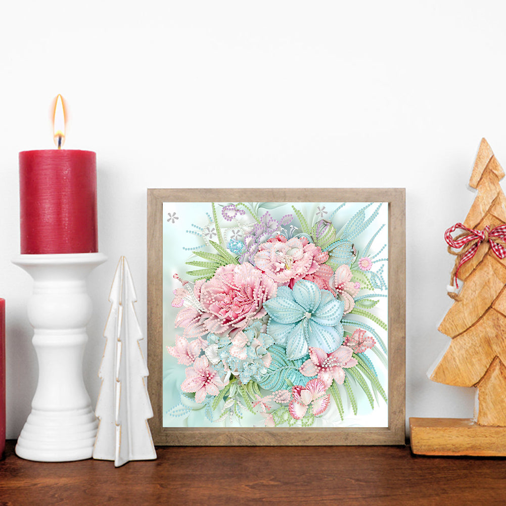 Blooming Flowers - Special Shaped Drill Diamond Painting 30*30CM