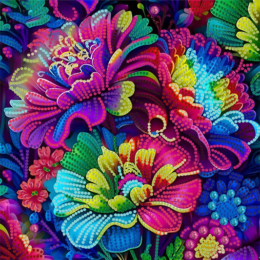 Rainbow Flower - Special Shaped Drill Diamond Painting 30*30CM