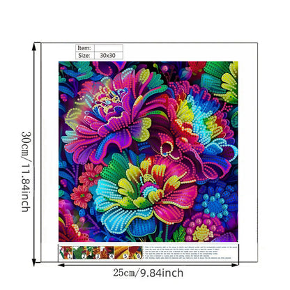 Rainbow Flower - Special Shaped Drill Diamond Painting 30*30CM