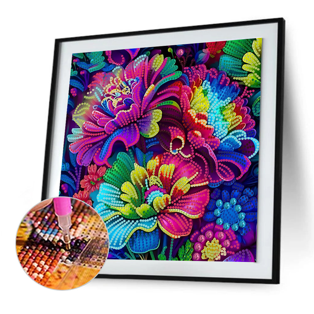 Rainbow Flower - Special Shaped Drill Diamond Painting 30*30CM