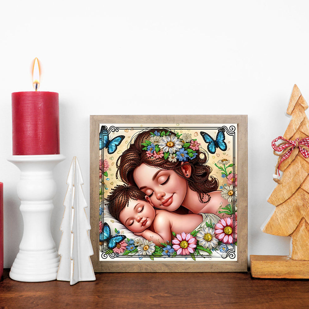 Mother And Child - Special Shaped Drill Diamond Painting 30*30CM