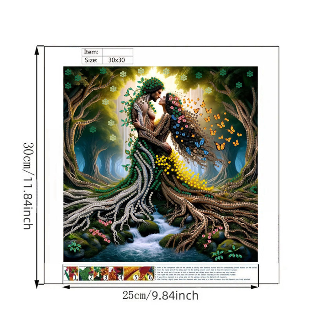 Tree Root Man And Woman - Special Shaped Drill Diamond Painting 30*30CM